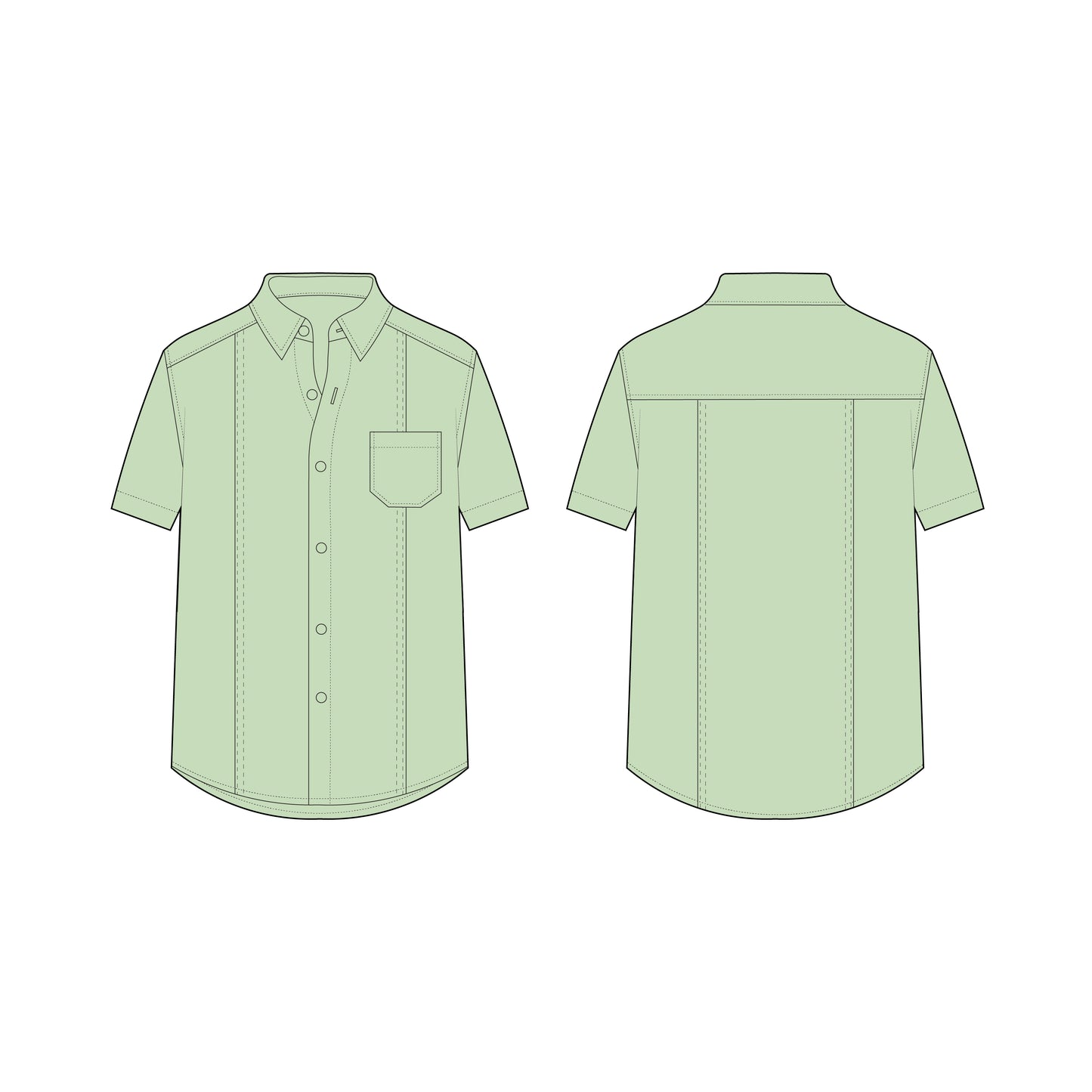 Men's Half Sleeves Shirt Sewing Pattern - A0004-22-V-04