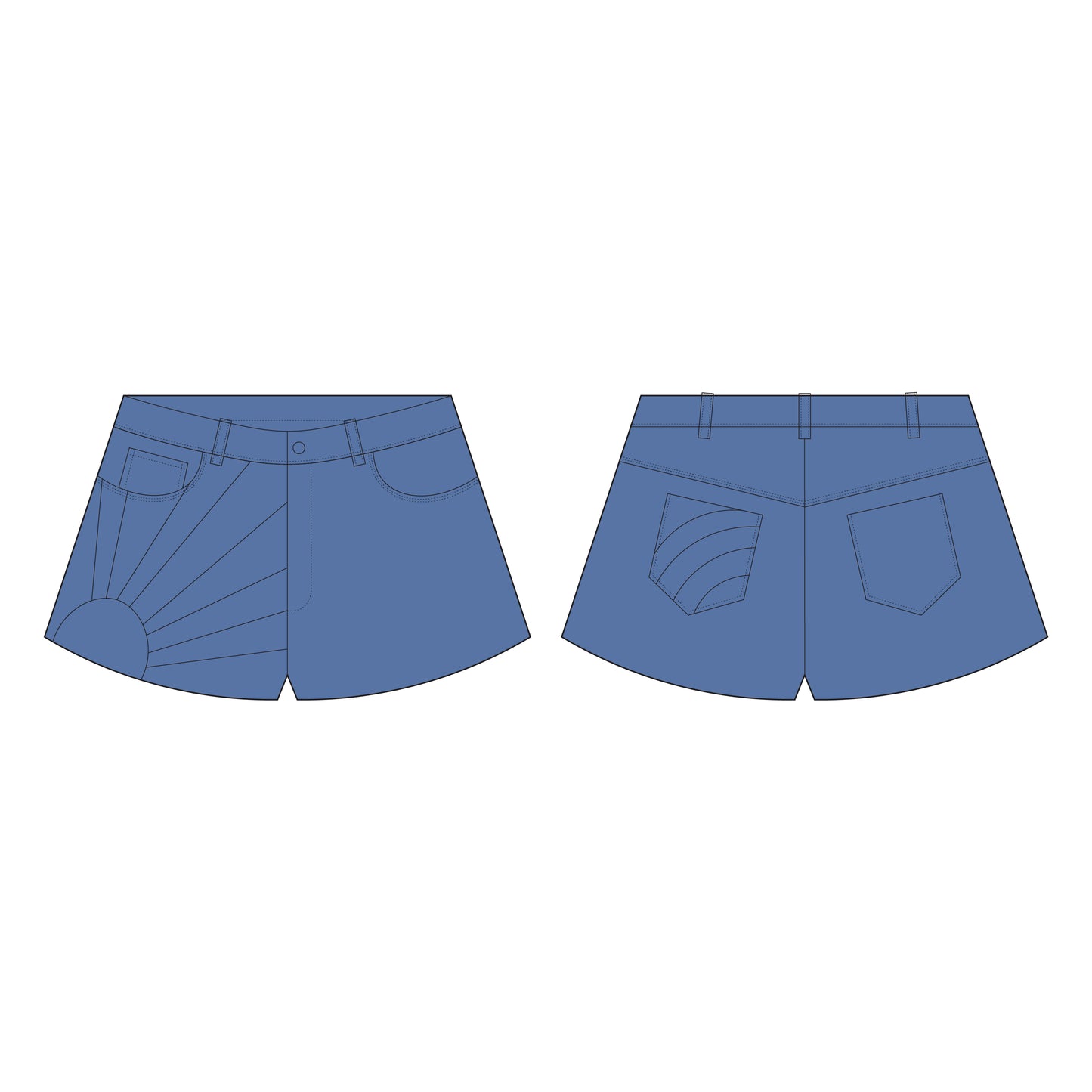 Women's Denim Shorts Sewing Pattern - A0007-22-V-2