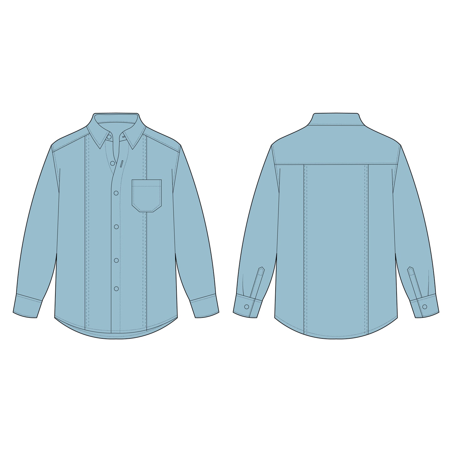 Men's Full Sleeves Shirt Sewing Pattern - A0005-22-V-04