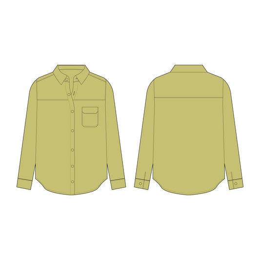 Women's Loose Fit Long Shirt Sewing Pattern - A0002-22-V-2