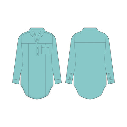 Women's Long Shirt Sewing Pattern - A0006-22-V-2