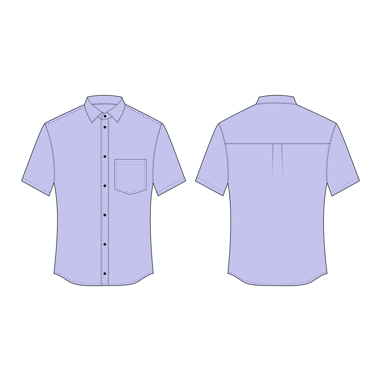 Men's Half Sleeves Regular Fit Shirt Sewing Pattern - A0002-25-Y-1
