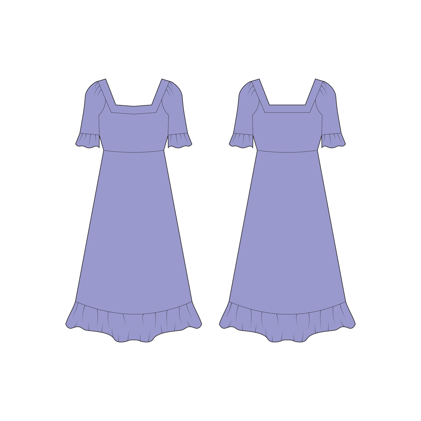 Women's Half Sleeves Dress Sewing Pattern - A0001-22-V-04
