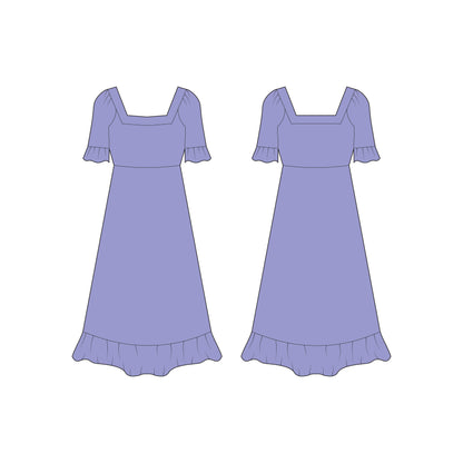 Women's Half Sleeves Dress Sewing Pattern - A0001-22-V-04
