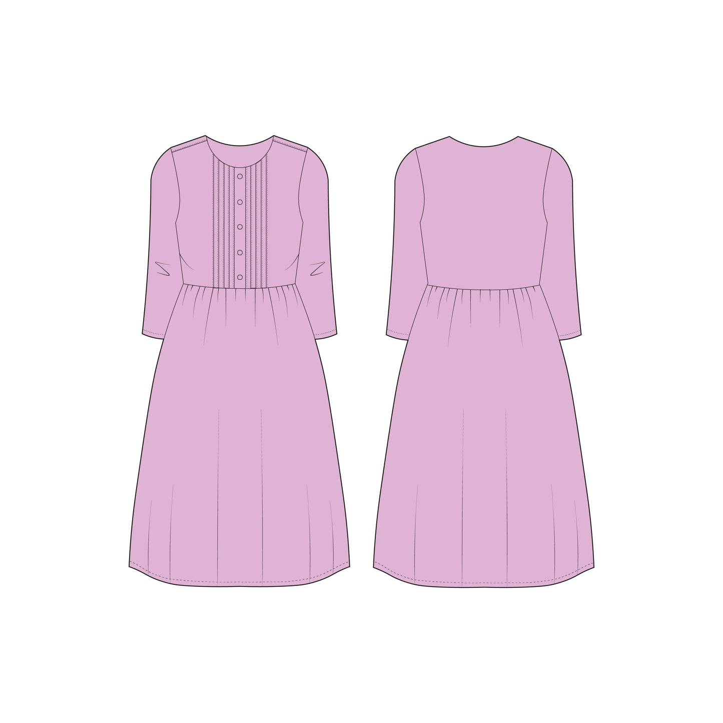 Women's Full Sleeves Regular Fit Kurti Sewing Pattern - A0001-23-W-2