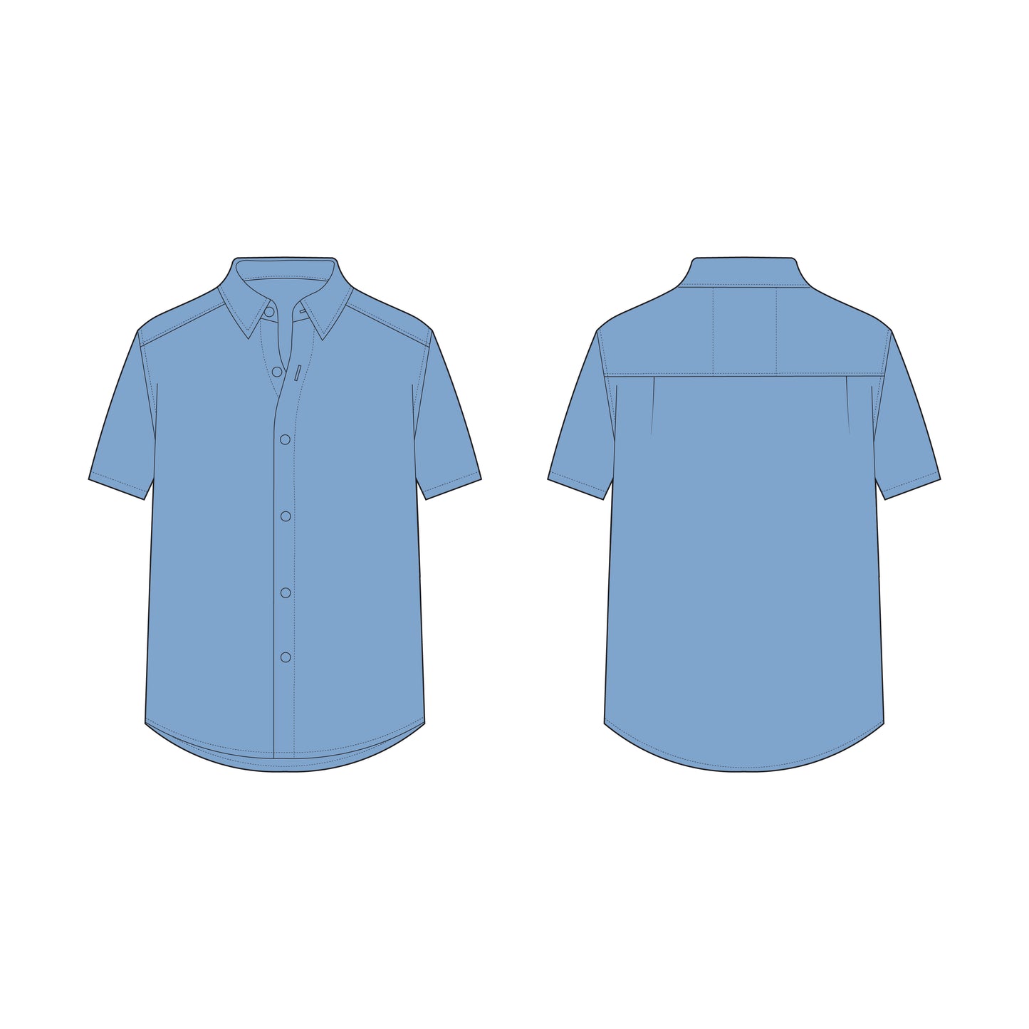 Men's Half Sleeves Regular Fit Shirt Sewing Pattern - A0006-26-Z-02