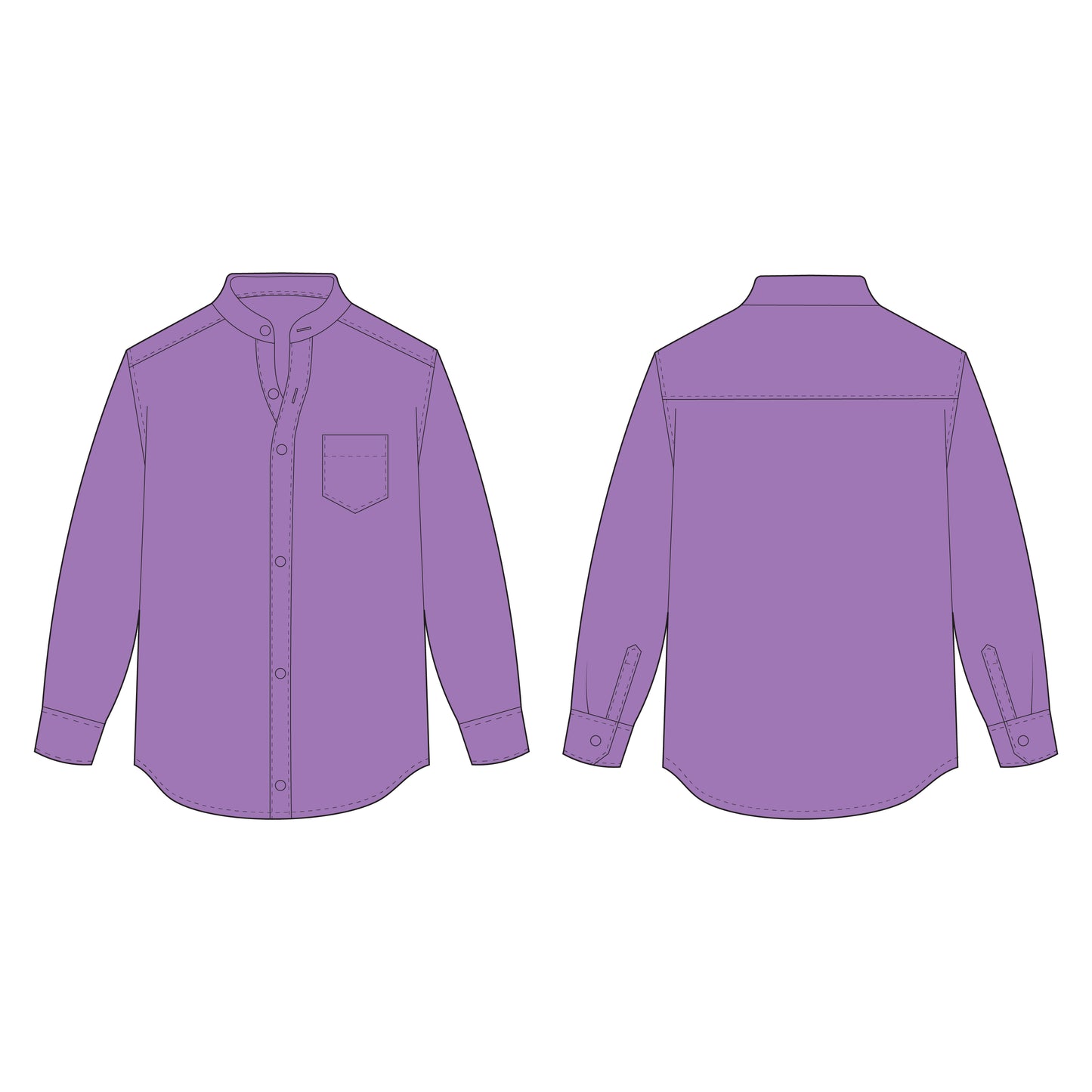 Men's Full Sleeves Shirt Chinese Collar Sewing Pattern - A0008-22-V-04