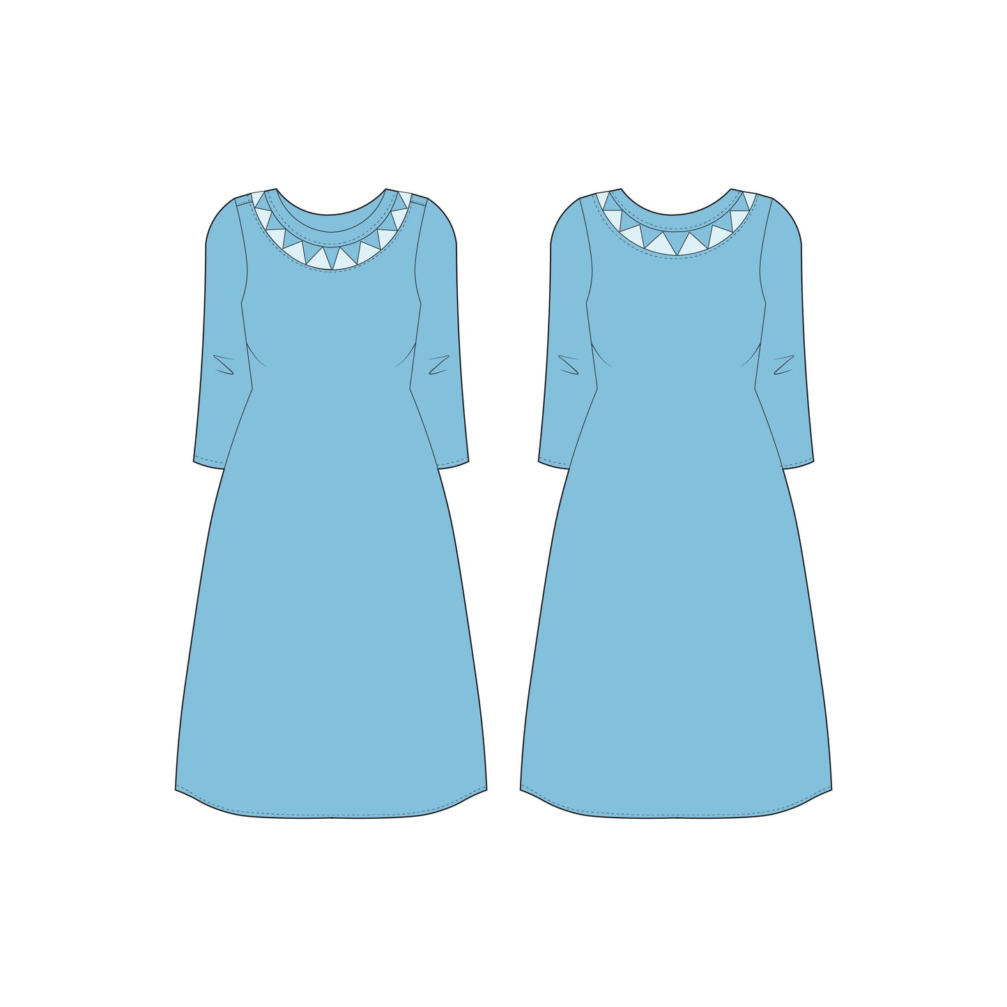 Women's Full Sleeves Regular Fit Kurti Sewing Pattern - A0004-23-W-2