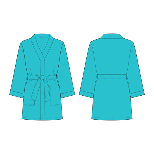 Women's Short Length Bathrobe Sewing Pattern - A0002-25-Y-2