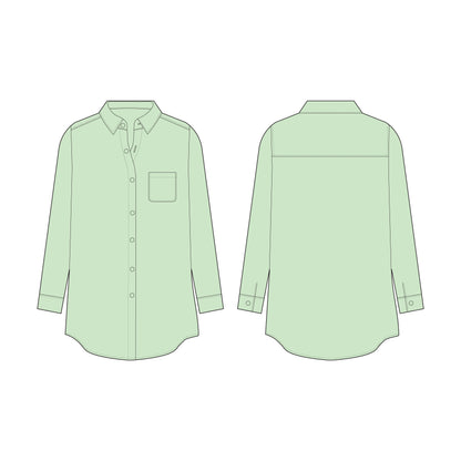 Women's Loose Fit Long Shirt Sewing Pattern - A0003-22-V-2