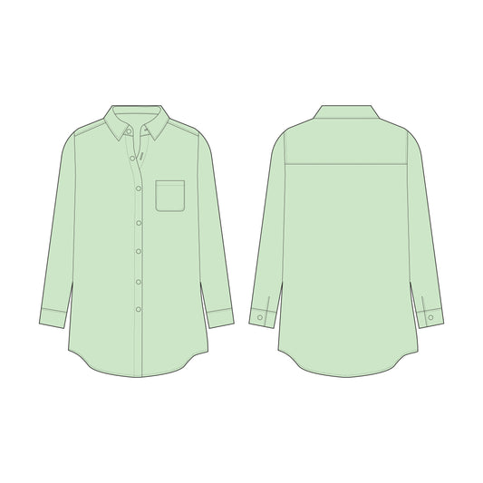 Women's Loose Fit Long Shirt Sewing Pattern - A0003-22-V-2
