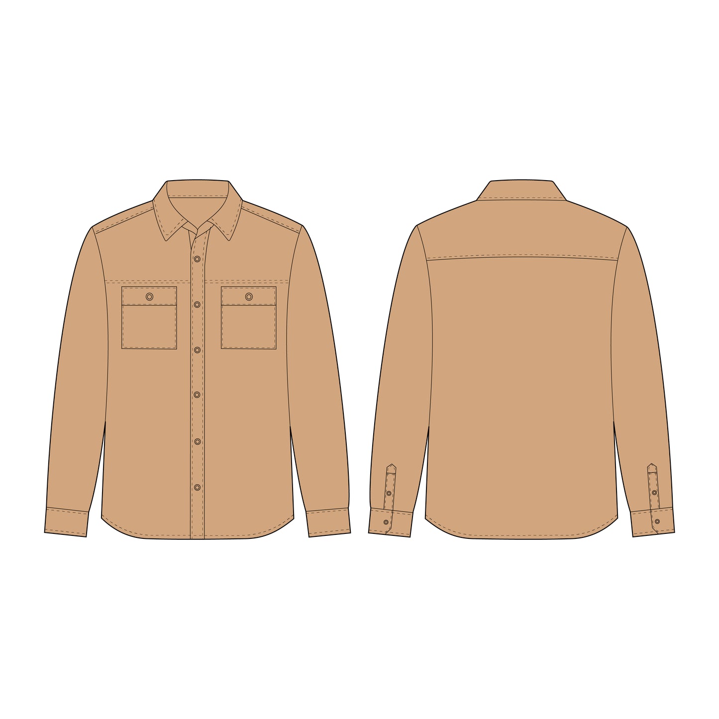 Men's Full Sleeves Regular Fit Shirt Sewing Pattern - A0003-26-Z-6