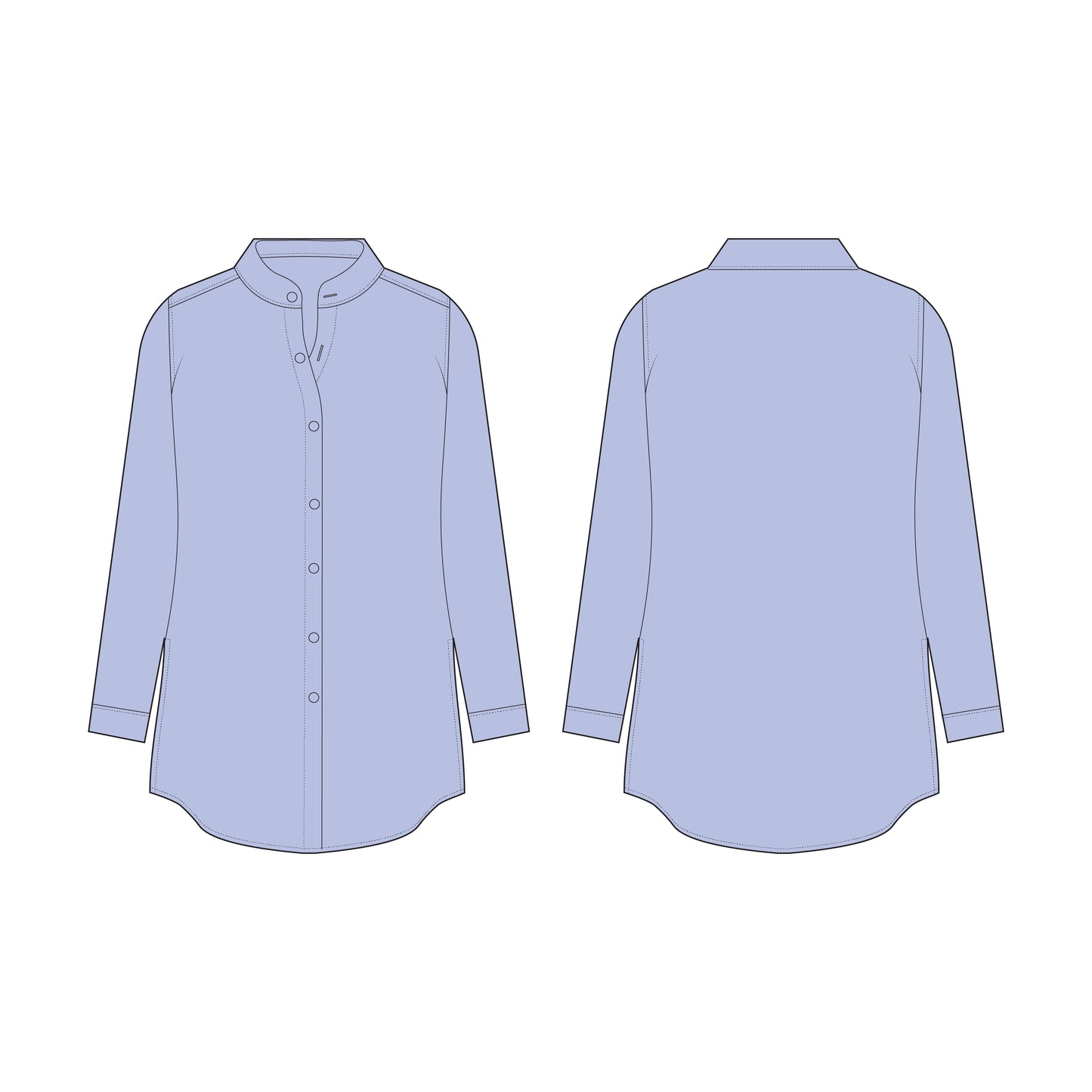 Women's Long Shirt Sewing Pattern - A0005-22-V-2