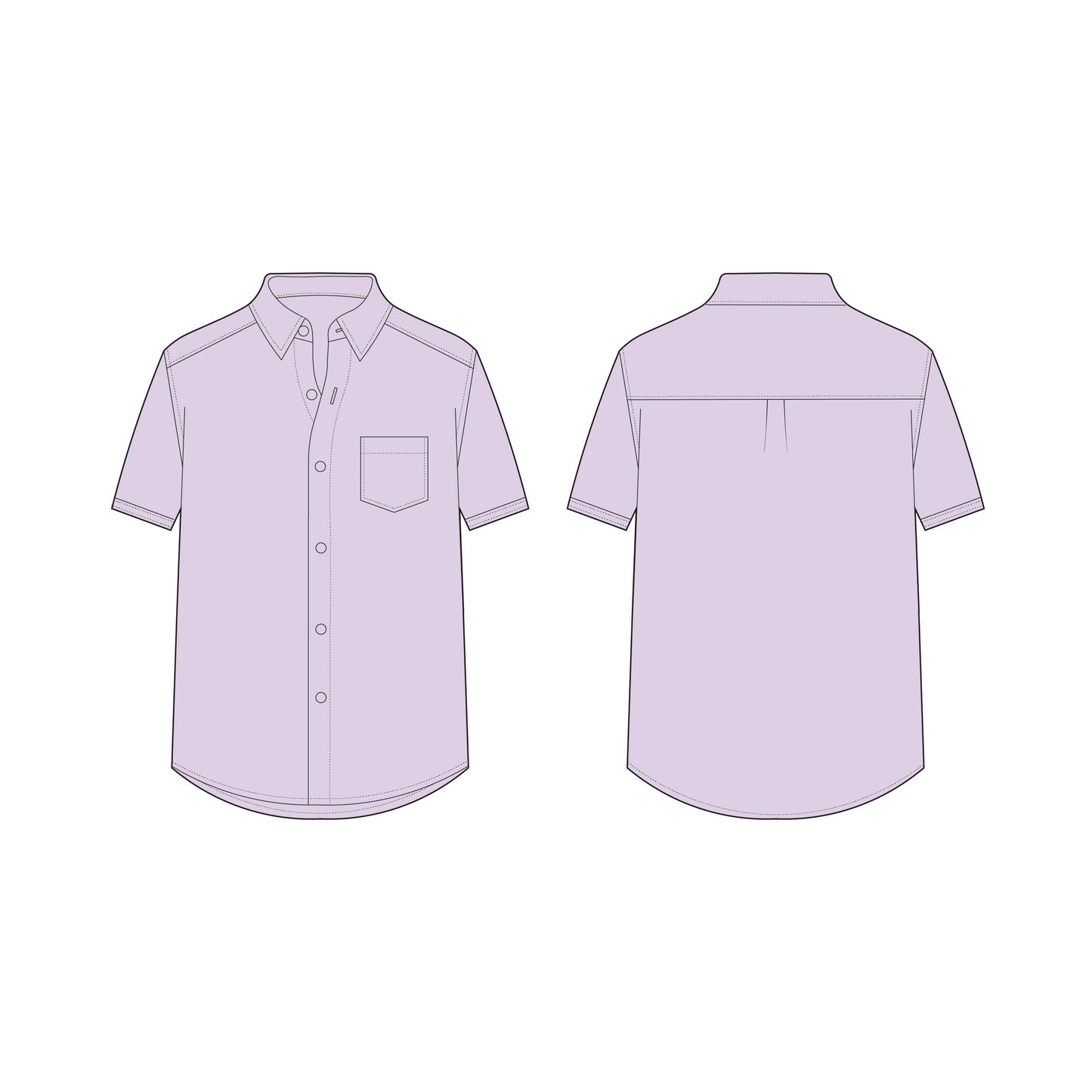 Men's Half Sleeves Regular Fit Shirt Sewing Pattern - A0002-26-Z-02