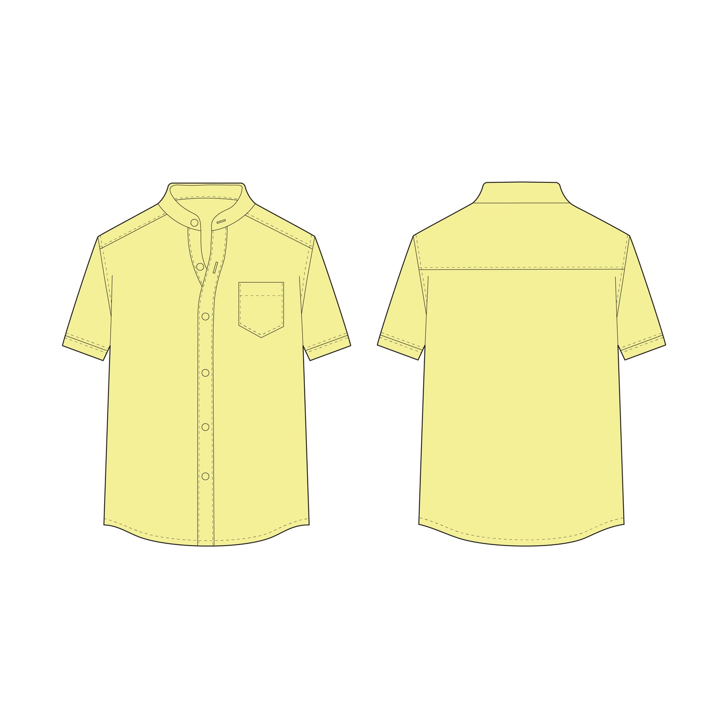 Men's Half Sleeves Shirt Chinese Collar Sewing Pattern - A0007-22-V-04