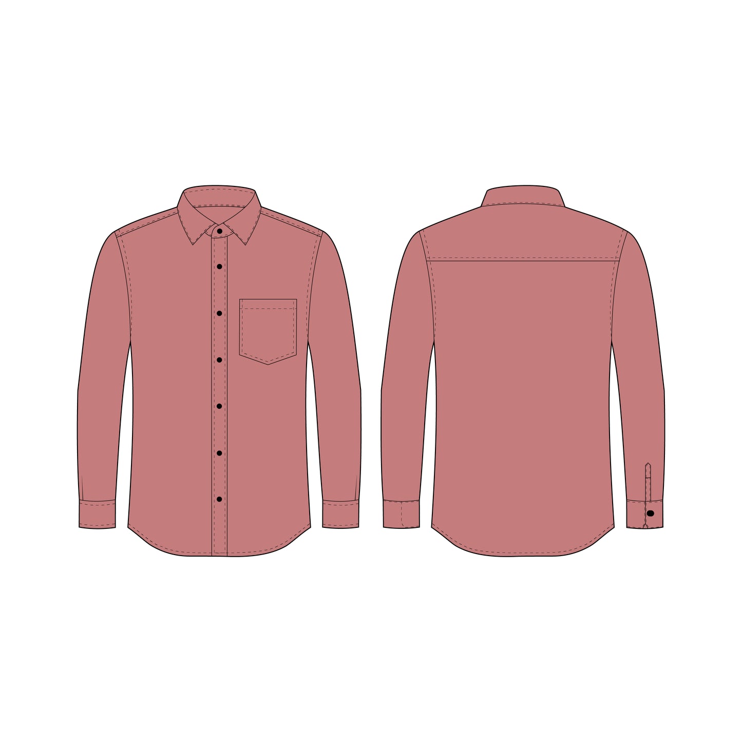 Men's Full Sleeves Regular Fit Shirt Sewing Pattern - A0001-25-Y-1