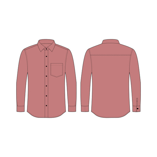 Men's Full Sleeves Regular Fit Shirt Sewing Pattern - A0001-25-Y-1