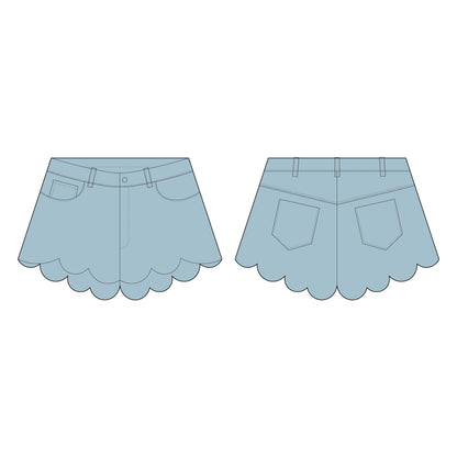 Women's Denim Shorts Sewing Pattern - A0004-22-V-2