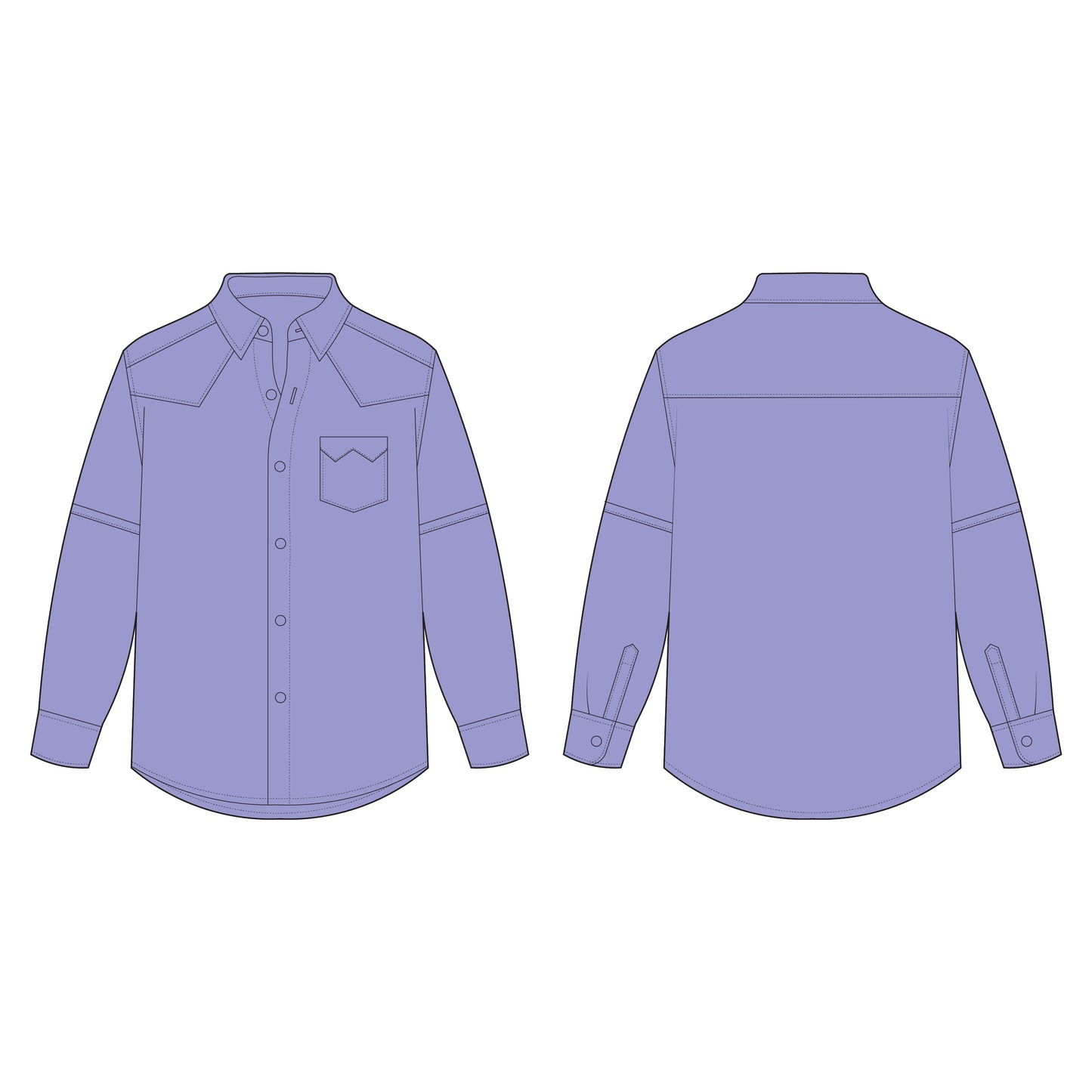 Men's Detachable Sleeves Shirt Sewing Pattern - A0003-22-V-04