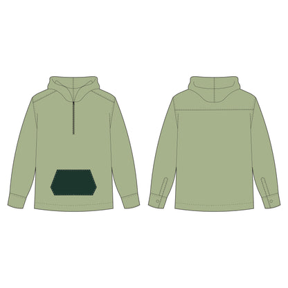 Men's Full Sleeves Shirt with Hood Sewing Pattern - A0021-22-V-04