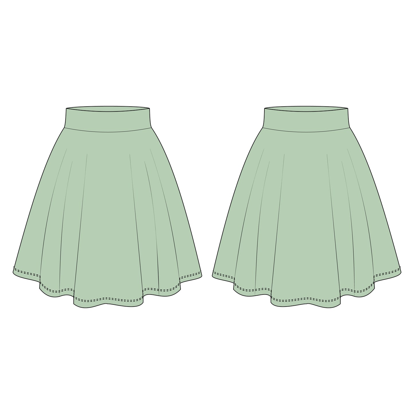 Women's Flared Skirt Sewing Pattern - A0001-22-V-08