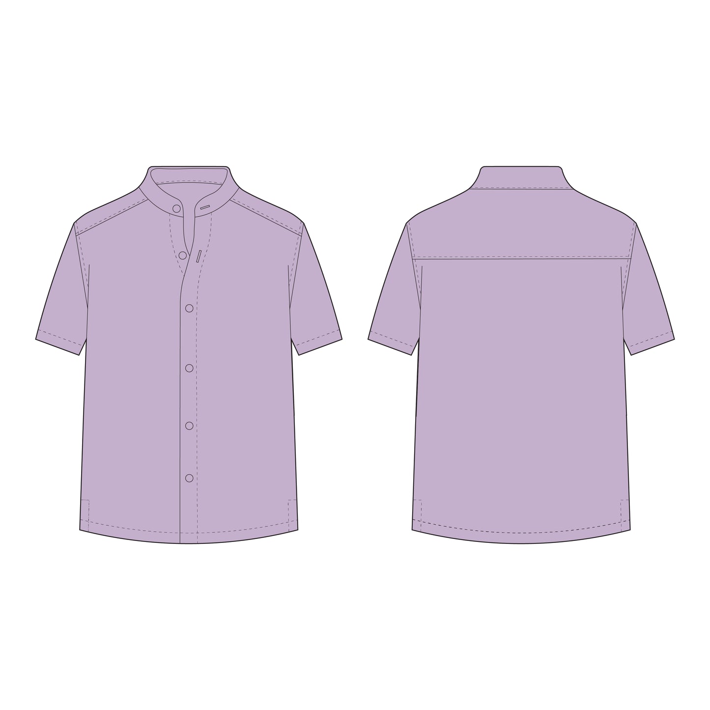 Men's Half Sleeves Chinese Collar Shirt Sewing Pattern - A0023-22-V-04