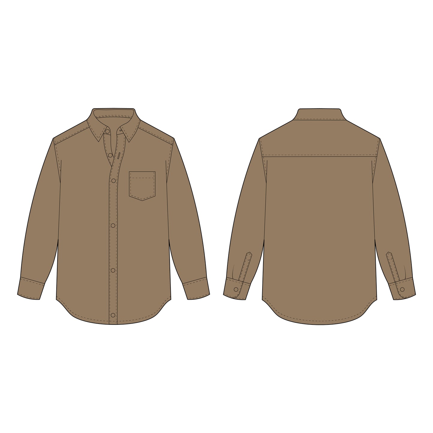 Men's Slim Fit Shirt Sewing Pattern - A0009-22-V-08