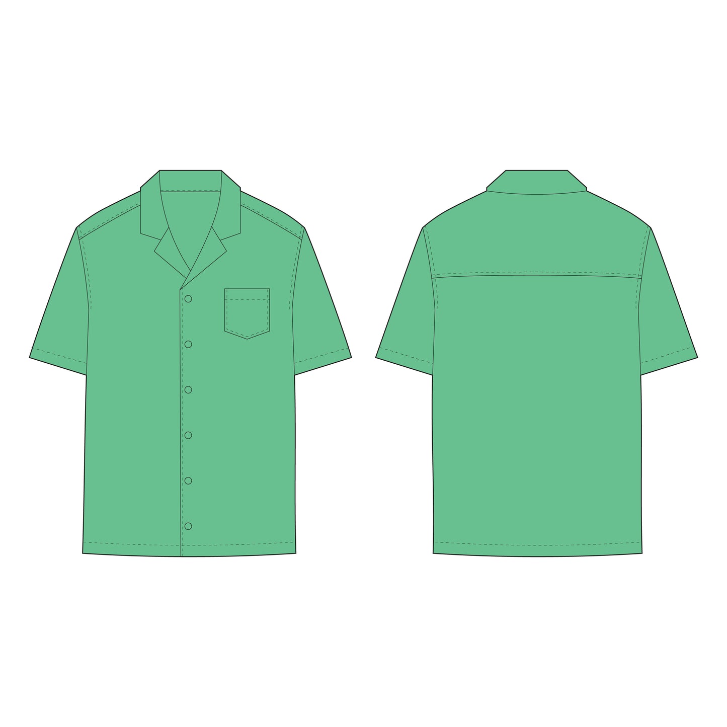 Men's Half Sleeves Shirt Sewing Pattern - A0010-22-V-04