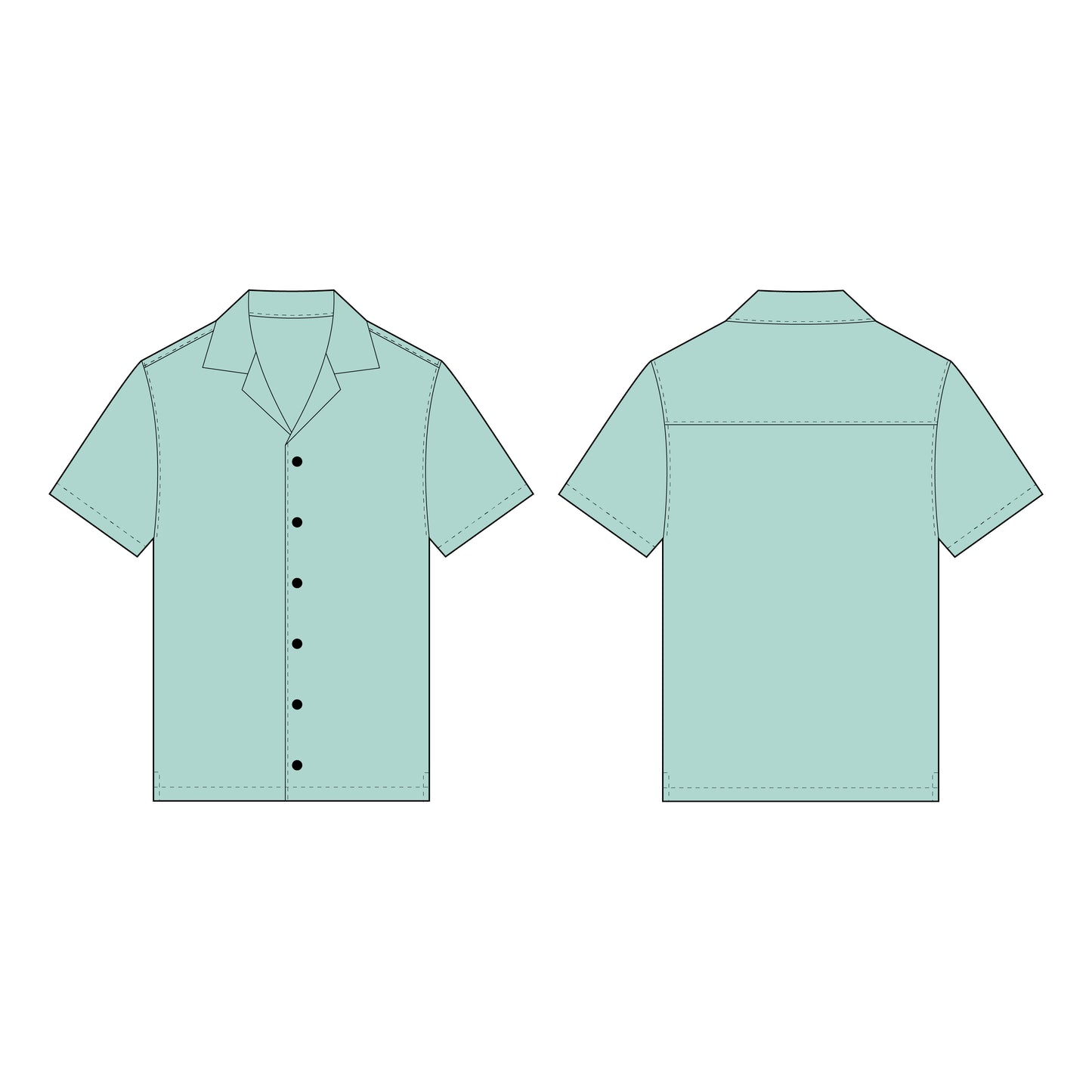 Men's Half Sleeves Regular Fit Shirt Sewing Pattern - A0008-26-Z-02