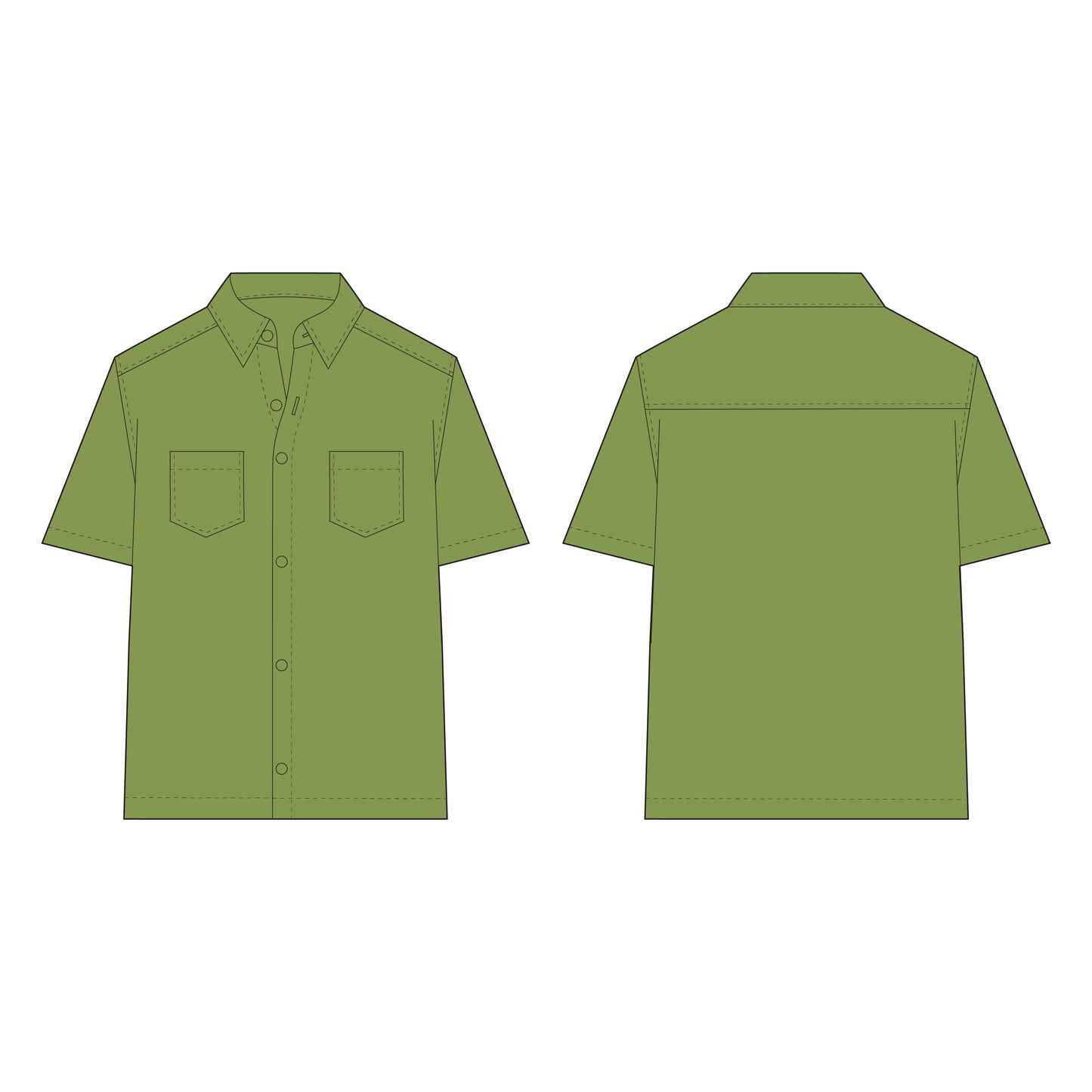 Men's Half Sleeves Shacket Sewing Pattern - A0019-22-V-04