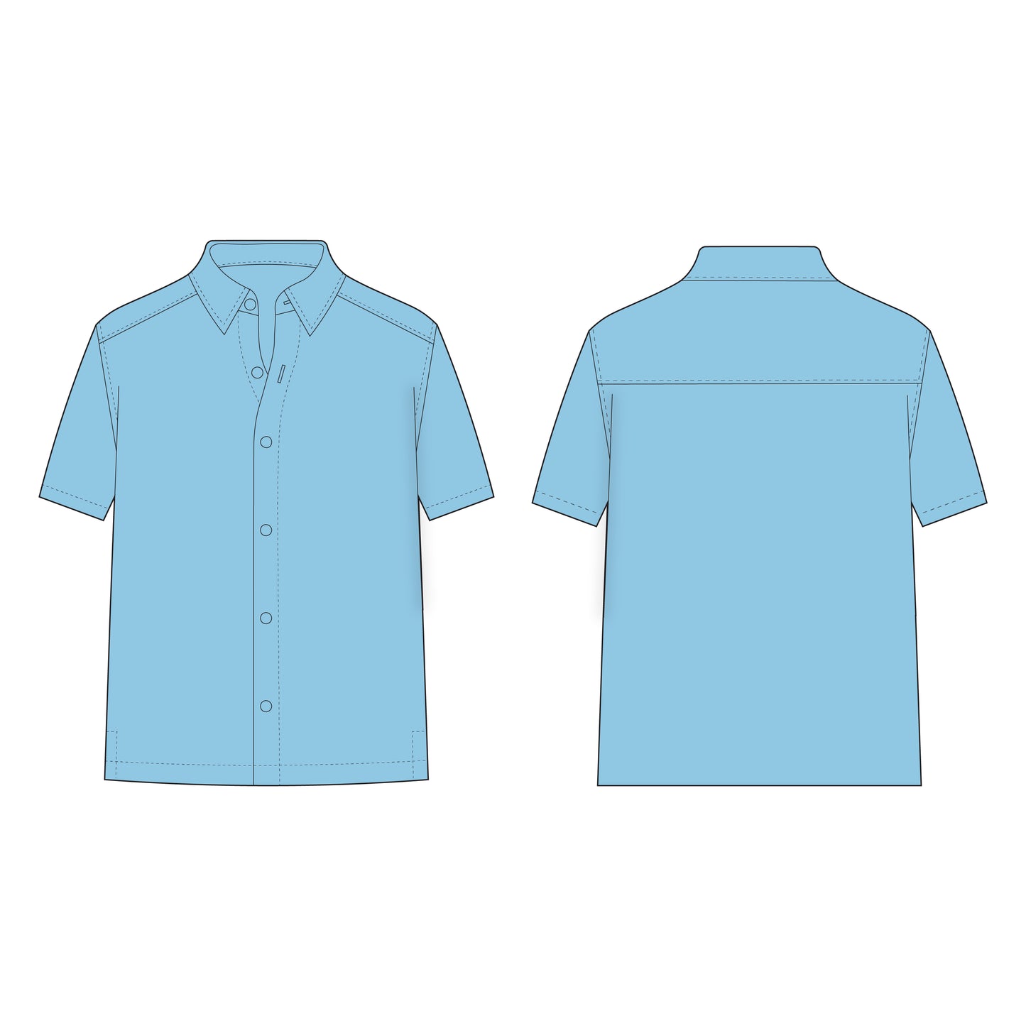 Men's Half Sleeves Shirt Sewing Pattern - A0024-22-V-04