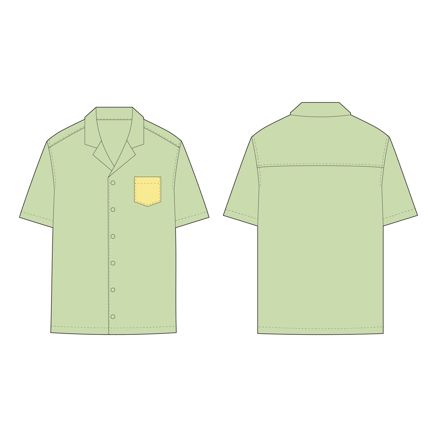 Men's Half Sleeves Shirt Sewing Pattern - A0013-22-V-04