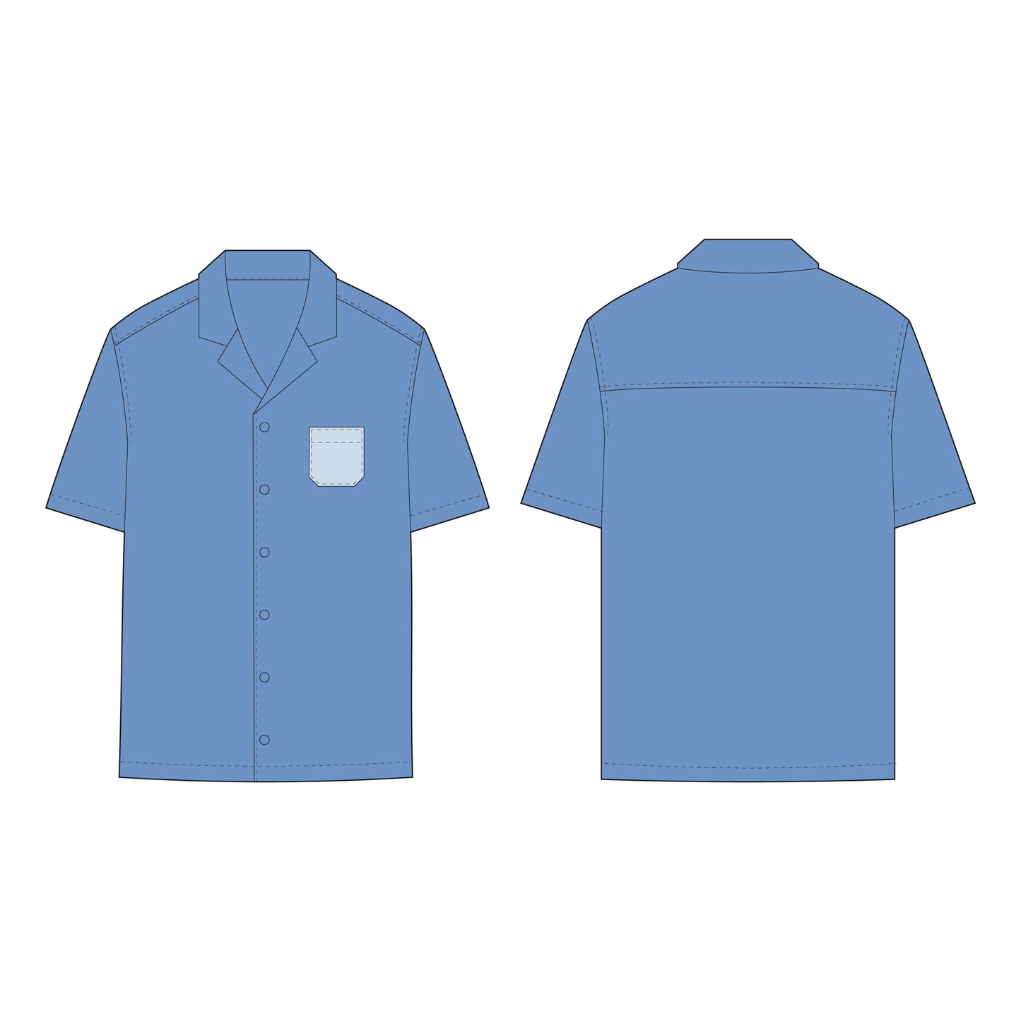 Men's Half Sleeves Shirt Sewing Pattern - A0020-22-V-04