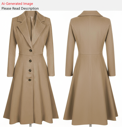 Women's Plus Size Long Coat - A0013-22-V-08