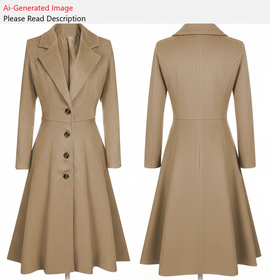 Women's Plus Size Long Coat - A0013-22-V-08