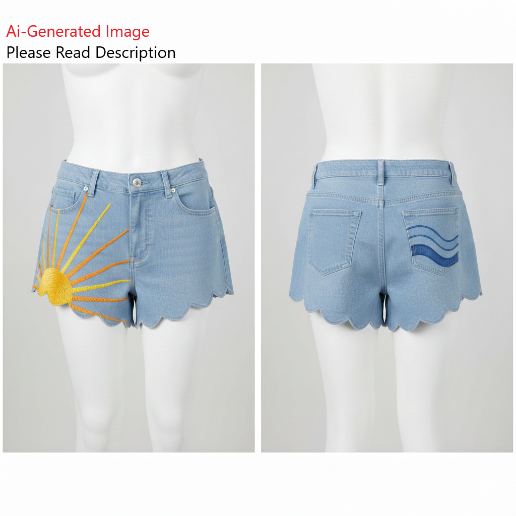 Women's Denim Shorts Sewing Pattern - A0007-22-V-2