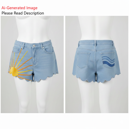 Women's Denim Shorts Sewing Pattern - A0007-22-V-2