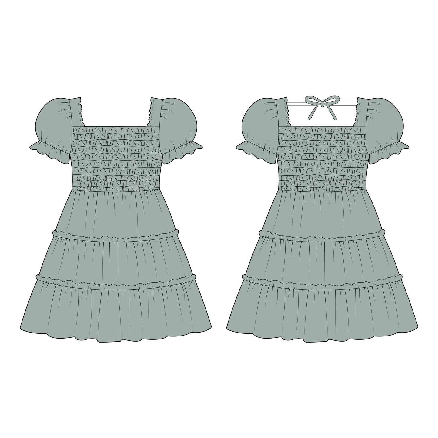 Kids - Girl's Dress Sewing Pattern - A0002-25-Y-8