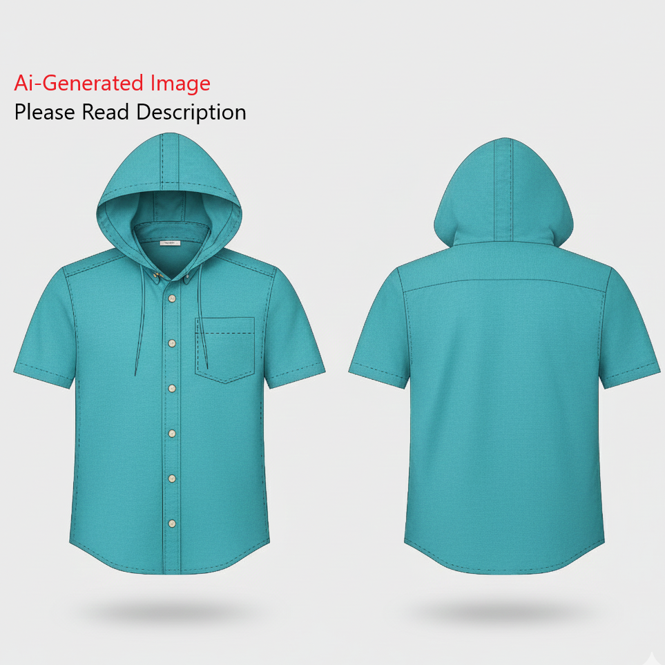 Men's Half Sleeves Shirt with Hood Sewing Pattern - A0002-22-V-04