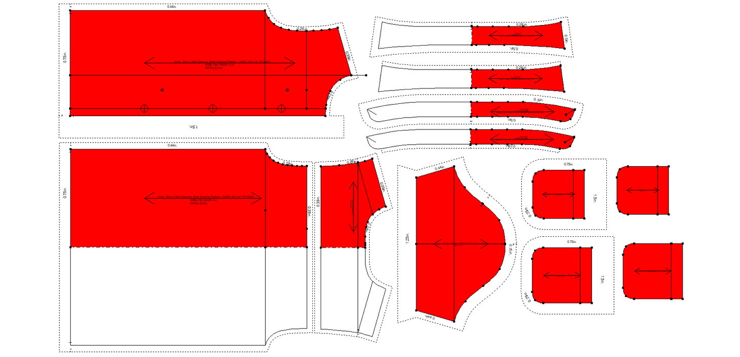 Kids - Boy's Half Sleeves Shirt Sewing Pattern - A0001-25-Y-8