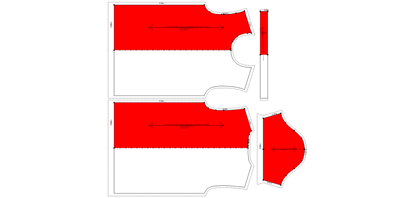 Kids - Boy's Half Sleeves T-Shirt Sewing Pattern - A0003-25-Y-8