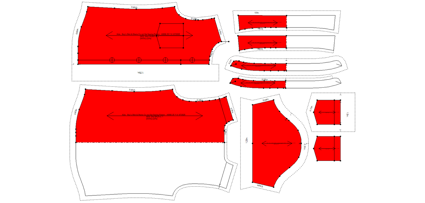 Kids - Boy's Shirt & Shorts Co-ord Set Sewing Pattern - A0006-25-Y-8