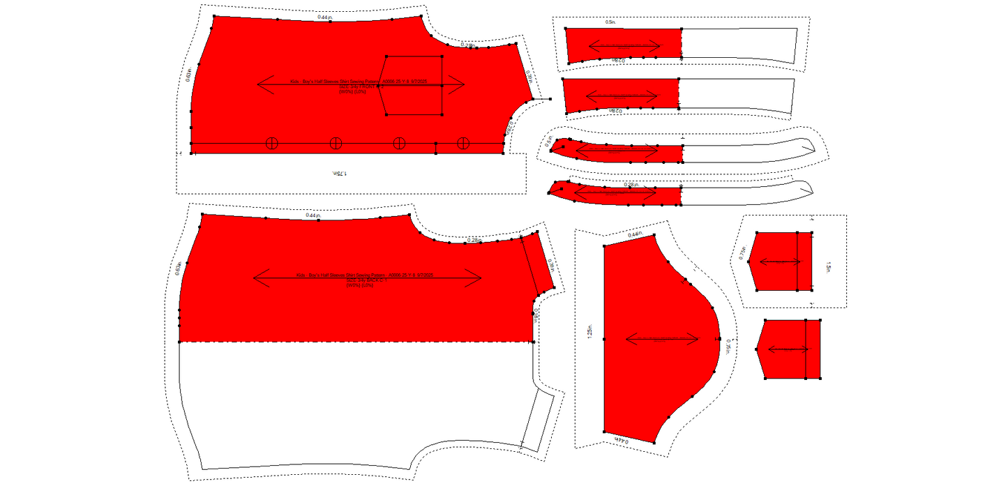 Kids - Boy's Half Sleeves Shirt Sewing Pattern - A0006-25-Y-8