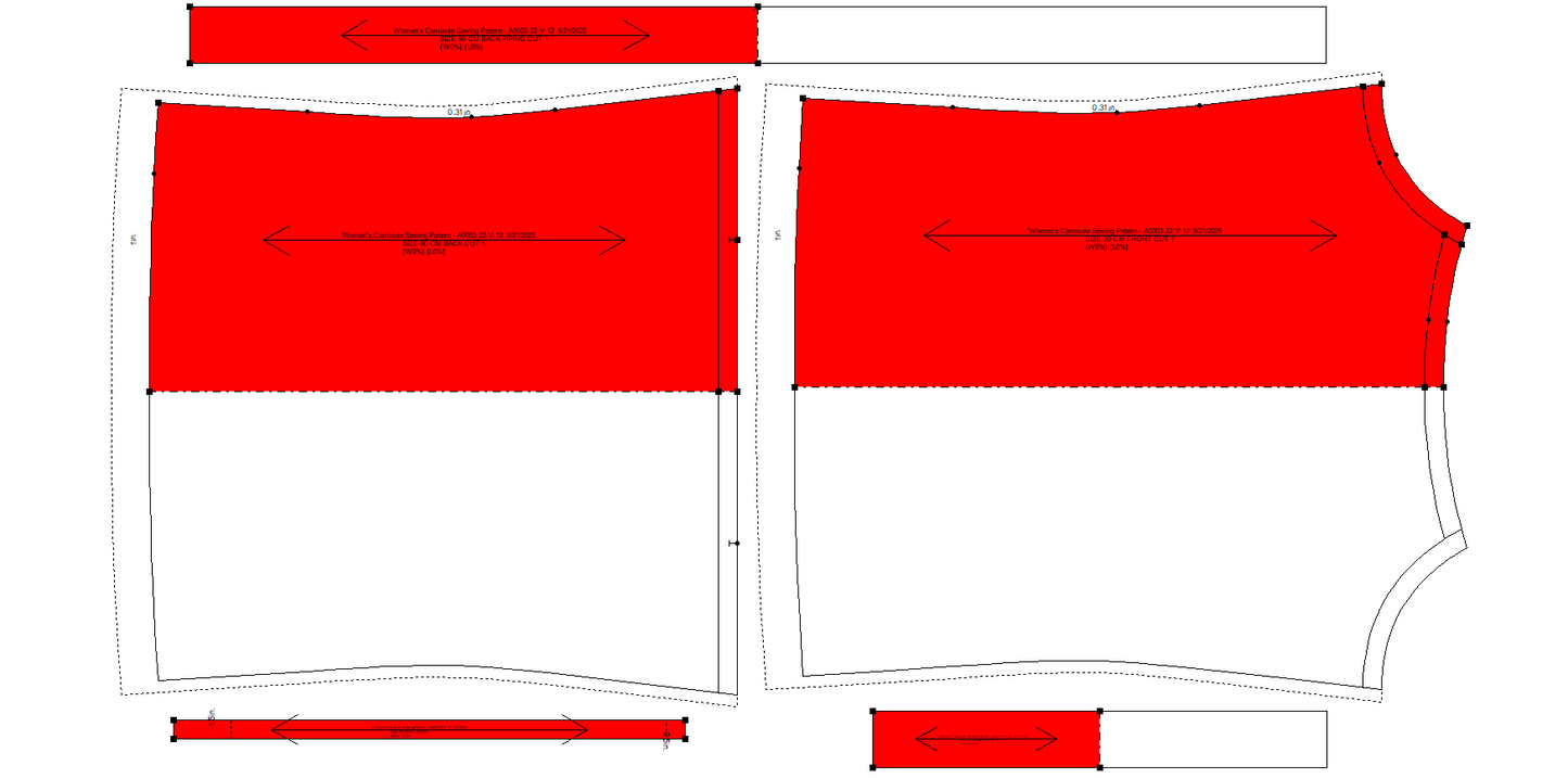 Women's Camisole Sewing Pattern - A0003-22-V-12