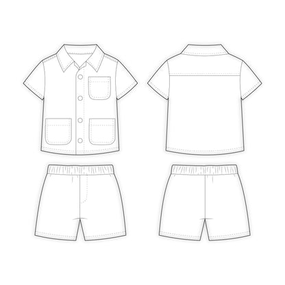 Kids - Boy's Shirt & Shorts Co-ord Set Sewing Pattern - A0001-25-Y-8