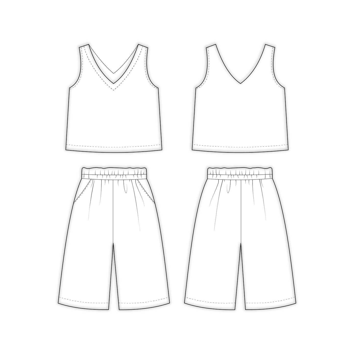 Kids - Girl's Top & Pant Co-ord Set Sewing Pattern - A0007-25-Y-8