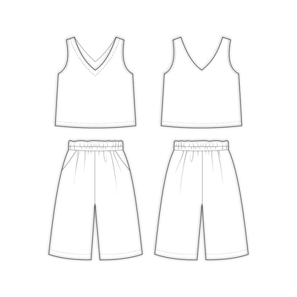 Kids - Girl's Top & Pant Co-ord Set Sewing Pattern - A0007-25-Y-8