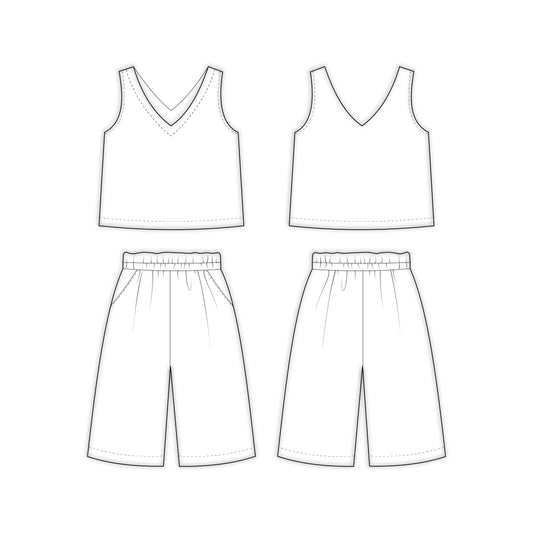 Kids - Girl's Top & Pant Co-ord Set Sewing Pattern - A0007-25-Y-8