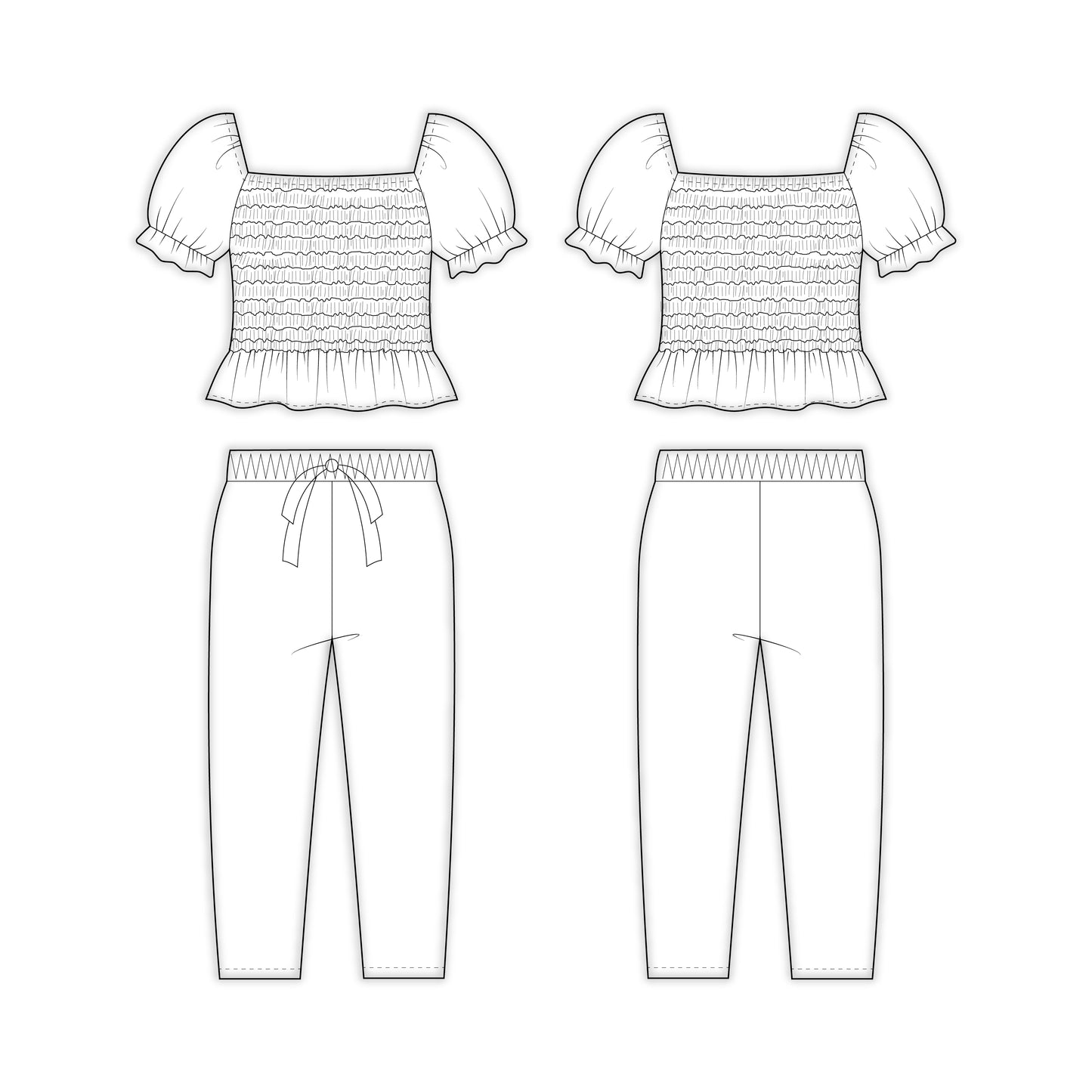 Kids - Girl's Top & Pant Co-ord Set Sewing Pattern - A0005-25-Y-8