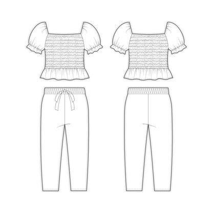 Kids - Girl's Top & Pant Co-ord Set Sewing Pattern - A0005-25-Y-8